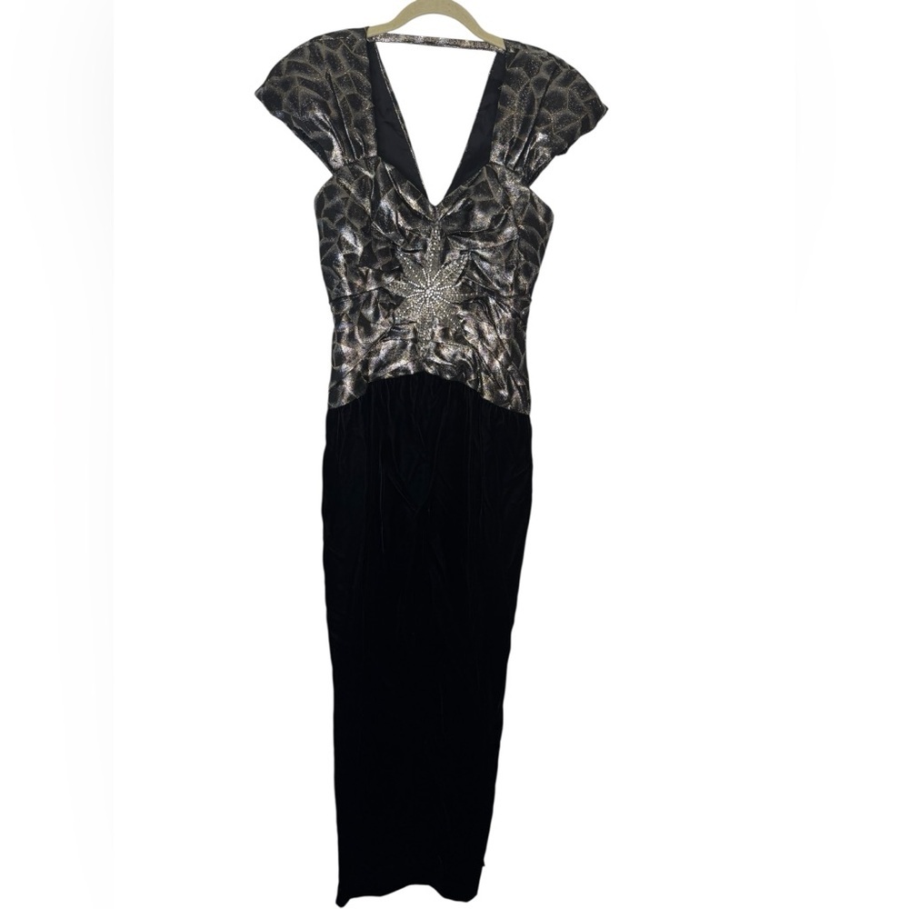 🌟✨ Vintage Lillie Rubin Black & Silver Evening Gown Women’s 🌟